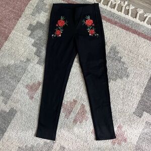 divided embroidered side zip dress pants